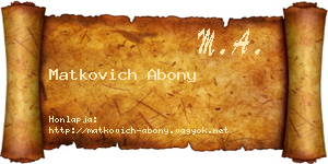 Matkovich Abony névjegykártya